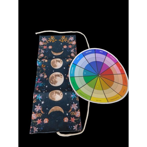 Celestial Moon Floral Tarot Card Holder Trifold Cord - Picture 12 of 13